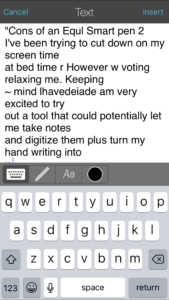 Screenshot of the digital text converted from handwriting