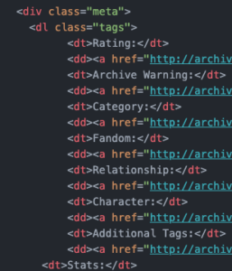 HTML Code of the Tags Section